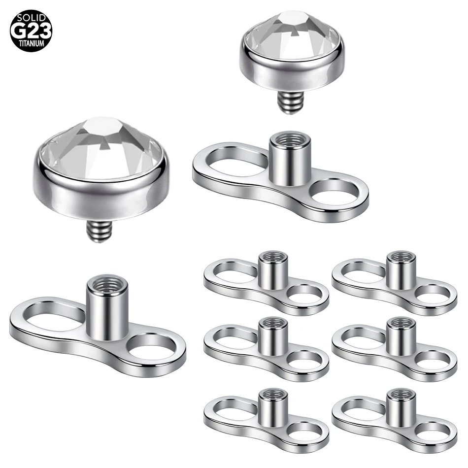 1PC G23 Titanium CZ Crystal Microdermal Piercing Medusa Surface Pircing Dermal Anchor Skinner Hide-in Diver Body Jewelry