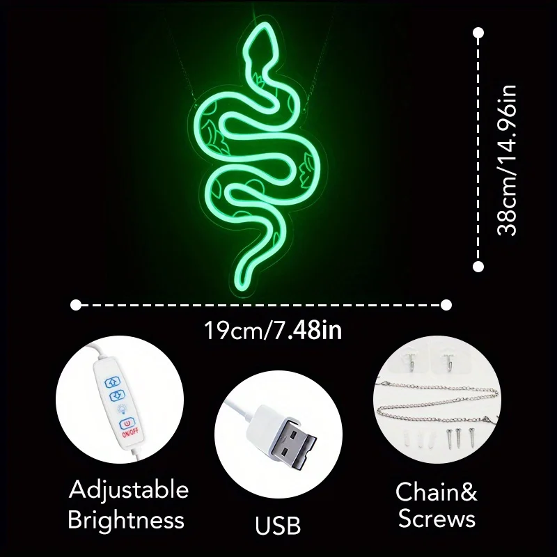 Snake Neon Sign Dimmable USB LED Aesthetic Wall Decor For Tattoo Studio Jungle Bistro bar Gothic Party Man Cave Apartment decor