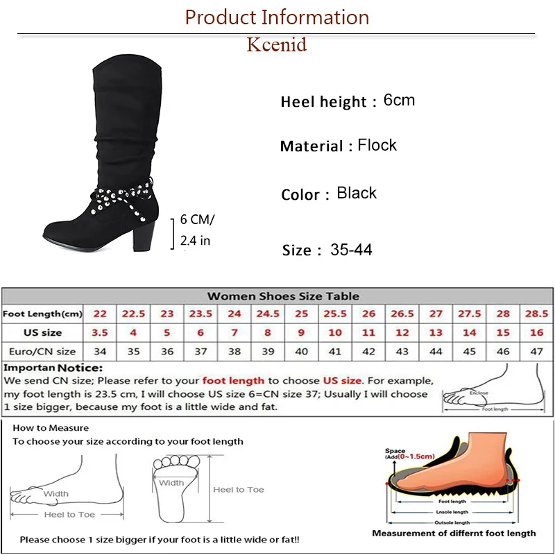 Kcenid-Bottes Hautes à Talons Épais pour Femme, Rondes, à la Mode, avec Rivets, Style Rétro, Nouvelle Collection Hiver