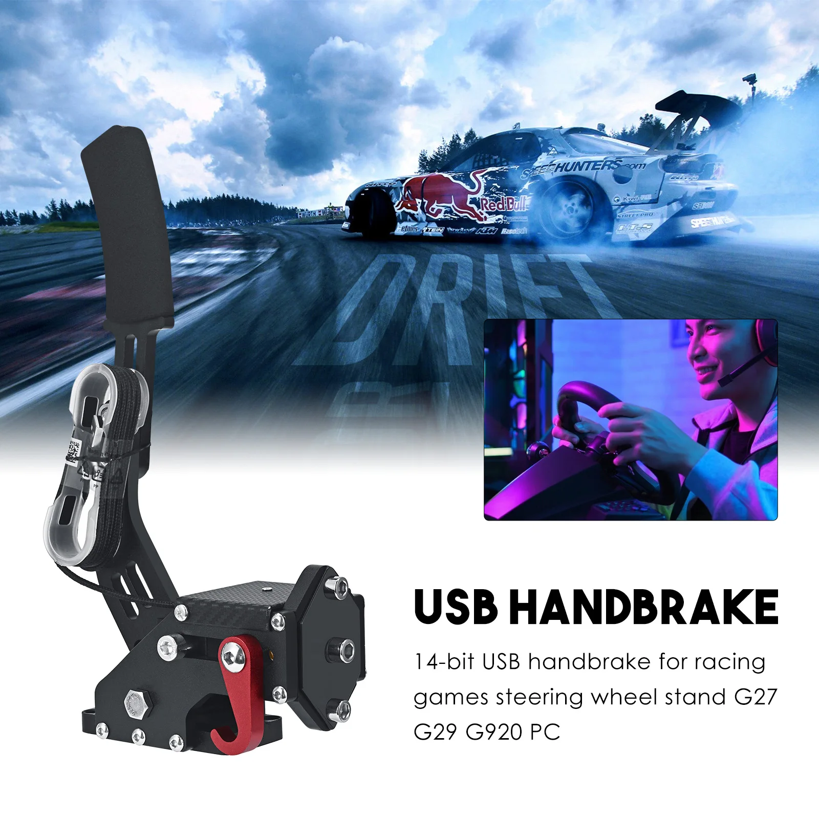 Upgrade 2-in-1 USB Handbrake for G27 G25 G29 T500 T300 PC Racing Game Fanatecosw Dirt Rally Fixed Bracket Brake System
