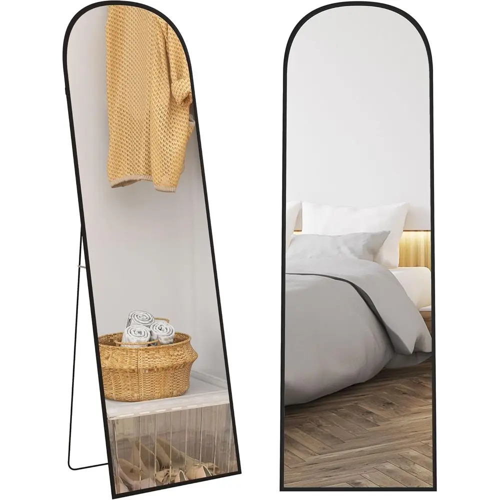 

50x161cm Black Floor Mirror with Stand for Entrance, Bedroom, Dining Room