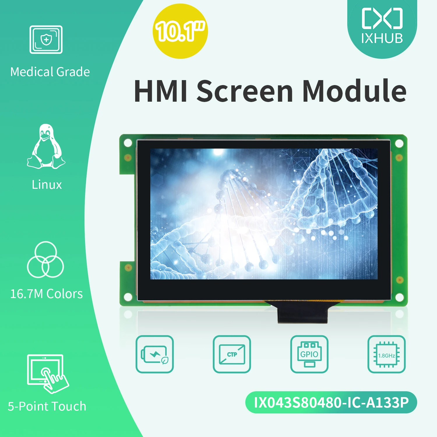 IXHUB Debian Linux Base Develop Board Screen A133P Allwinner Quadcore Touch Tablet 4.3 Inch LCD Display Module for Smart Home