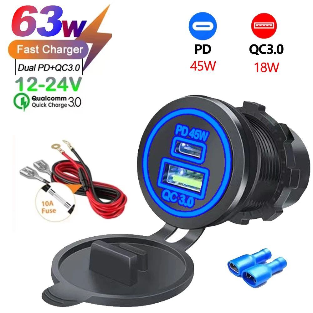 2/3/4 Poort PD QC 3.0 USB Autolader met Voltmeter Socket Stopcontact Adapter Waterdicht voor 12 V/24 V Auto ATV Boot Hot Koop