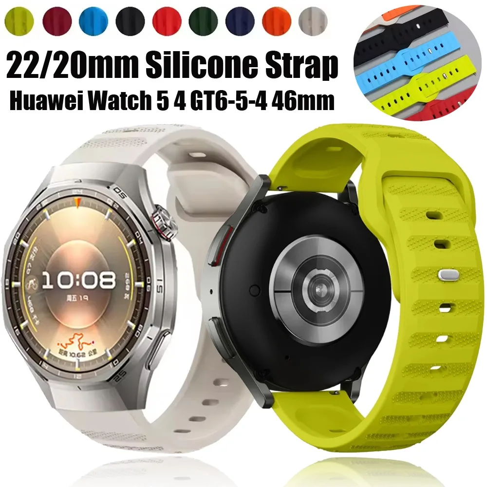 22/20mm Soft Silicone Strap for Huawei Watch 5/4/GT6-5-4 Pro Amazfit Active 3 Max/Bip 6-5-Max Watchband for Galaxy Watch 7/6/5/4