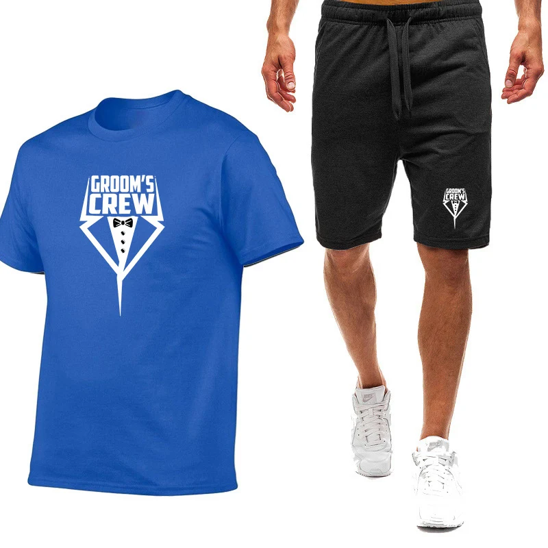 Team Groom Summer Popular Men's T-shirt + Shorts Suit Sports Print Casual Fashion Short-sleeved T-shirt Suit Men's Jogging Suit view 4