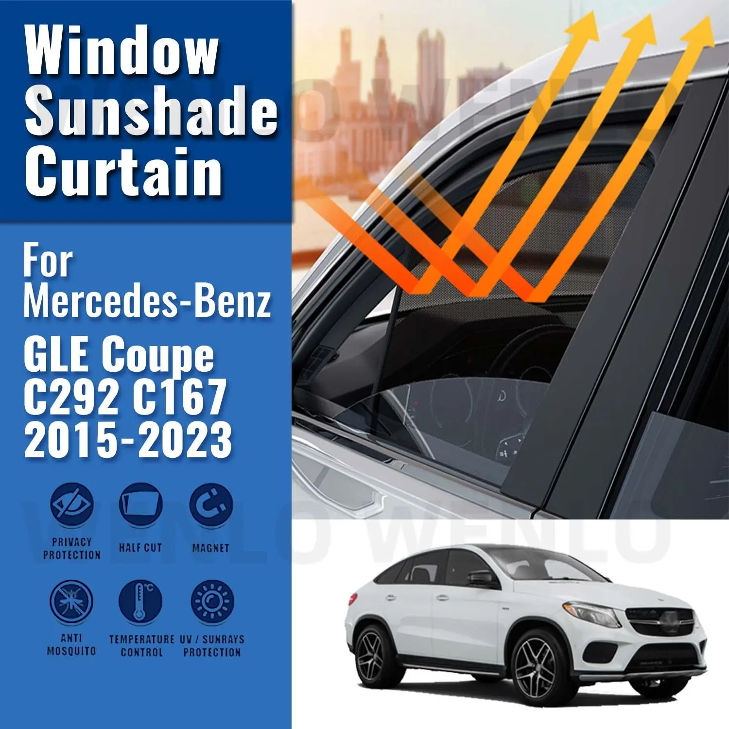 

For Mercedes Benz GLE Coupe C292 C167 2015-2023 Magnetic Car Sunshade Front Windshield Curtain Rear Side Window Sun Shade