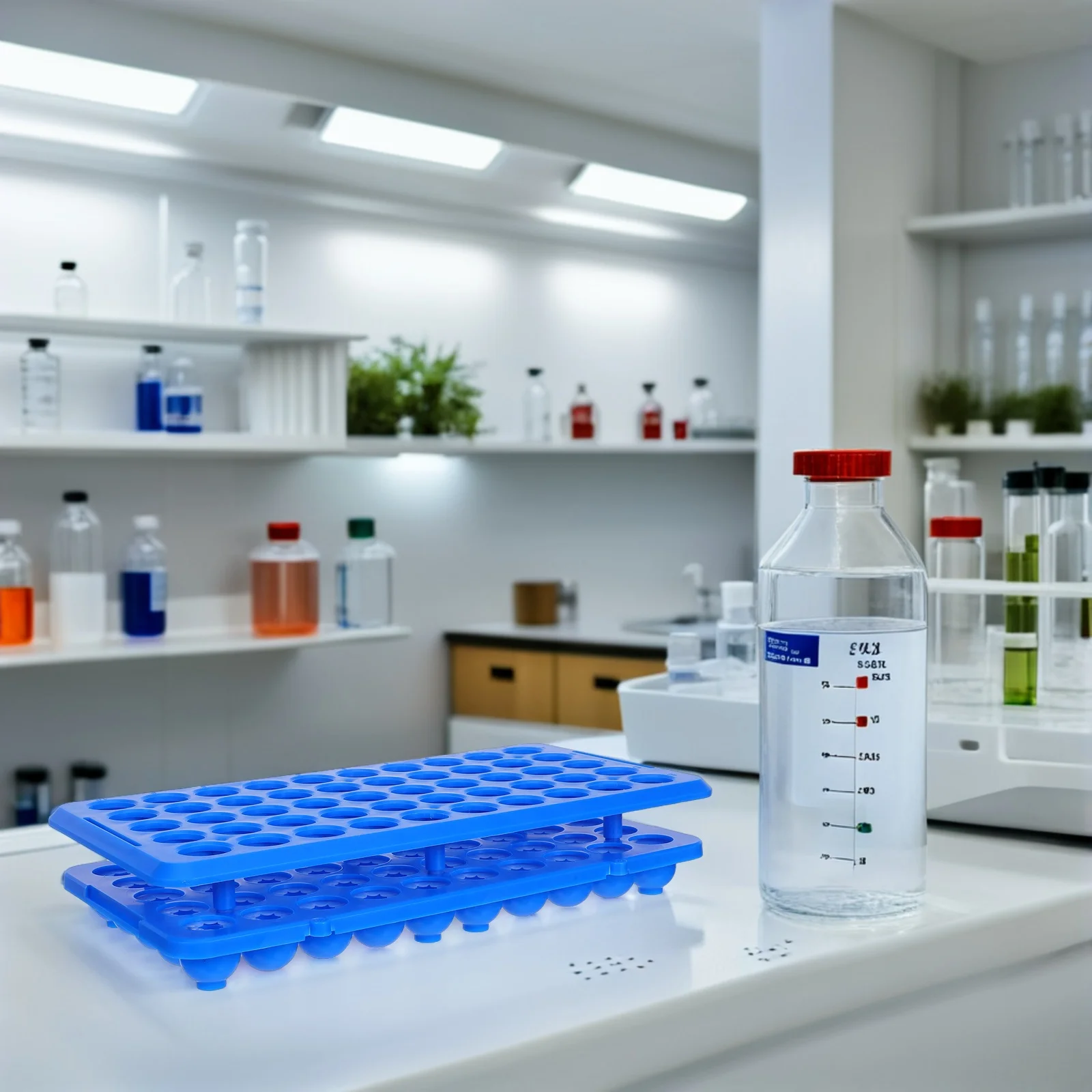 

2Pcs Test Tube Rack Plastic 50-Hole Stable Holder Stand for School Home Science Experiments Laboratory Organizer