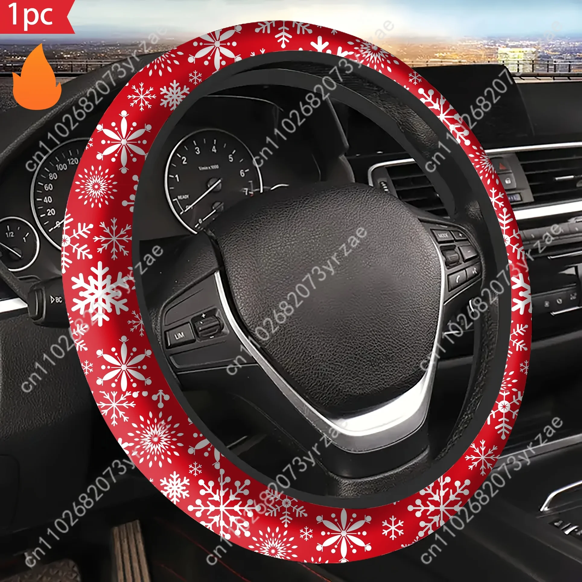 

Christmas White Snowflake Car Steering Wheels Cover Universal Type Environmental Friendly Comfort Breathable Steering Wheel Wrap