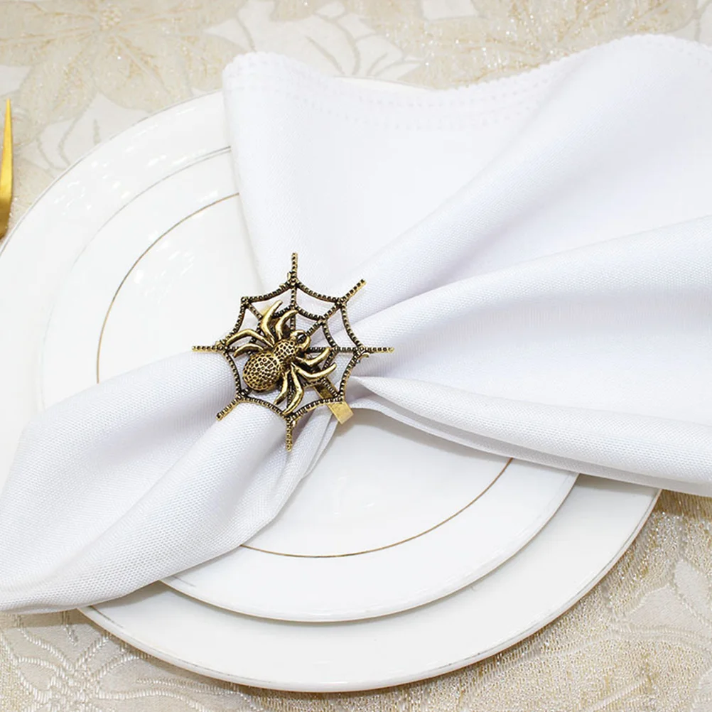 

6 Pcs Table Napkin Holders Fabric Shape Gold Serviette Wed Ring Party Buckle Clasp Plate