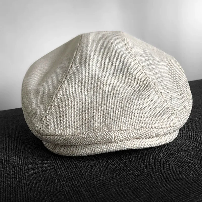 British Summer Linen Baseball Cap Unisex Breathable Large Size Sun Protection Berets Newsboy Cap for Women Artist Painter Hats