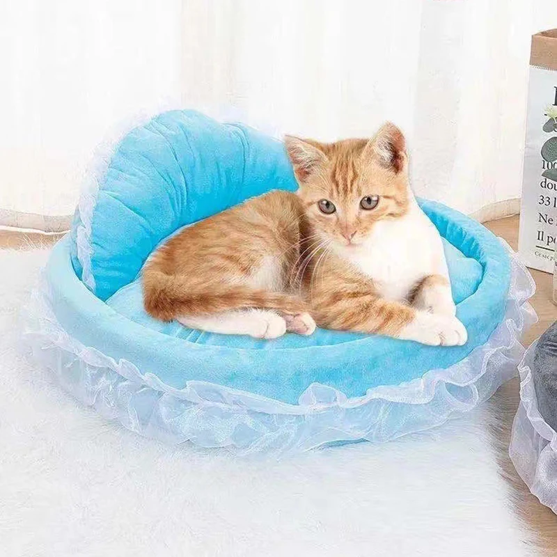 Cute Bow Lace Dog Bed Small Puppy Mattresses Sleeping Mat On The Floor Warm Mat Detachable Pet Dog Basket Pet Beds Furnitures