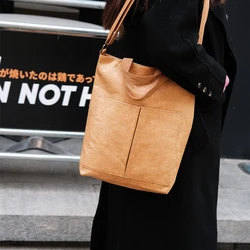 NEW Shoulder Bag Kraft Paper Tote Bag Large Capacity Casual Crossbody Bag Unisex Waterproof Solid Color Reusable Bags All-match