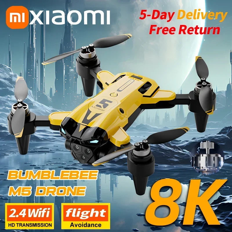 Xiaomi m5 drone 8k aéreo hd profissional tripla câmera motor sem escova fluxo óptico posicionamento drone para evitar obstáculos