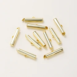 10Pcs 9-39mm 14K Gold Color Plated Brass Crimp End Beads Beading Slide On End Clasp Buckles Tubes for DIY Jewelry Making