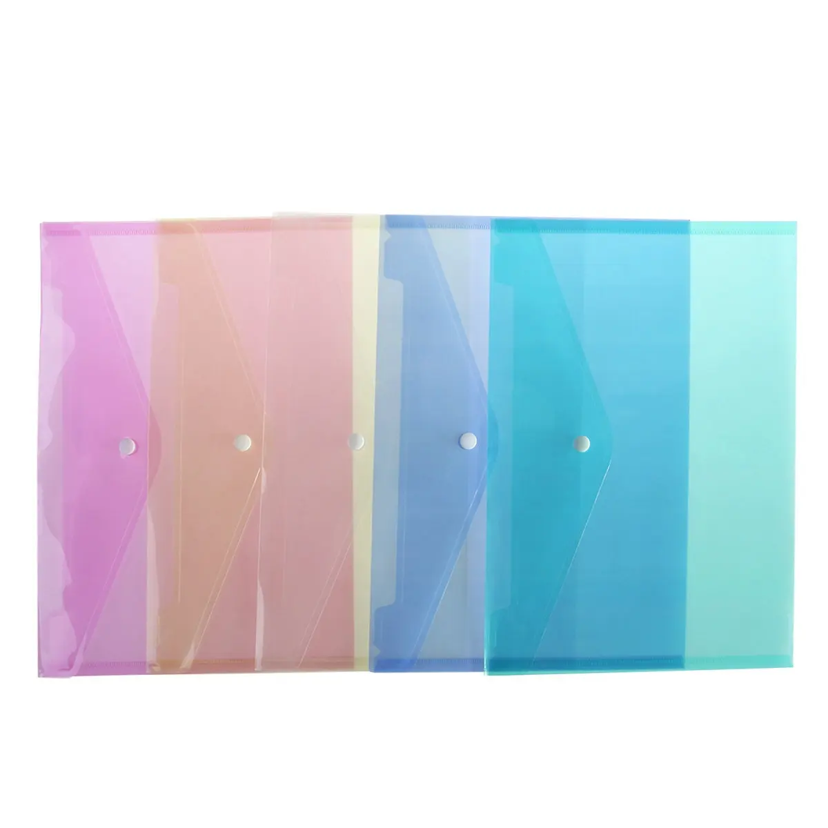 

20Pcs Snap Button Document Folder Assorted Colors A4 Size Clear Polypropylene Envelope Professional File Storage Organizer