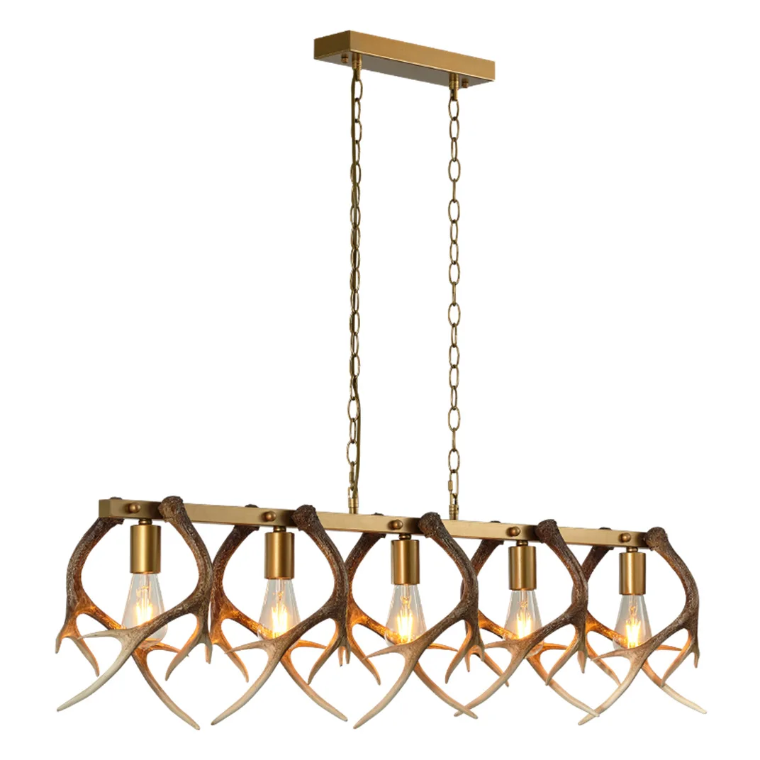 

American retro wrought iron antler chandelier, restaurant bar booth chandelier