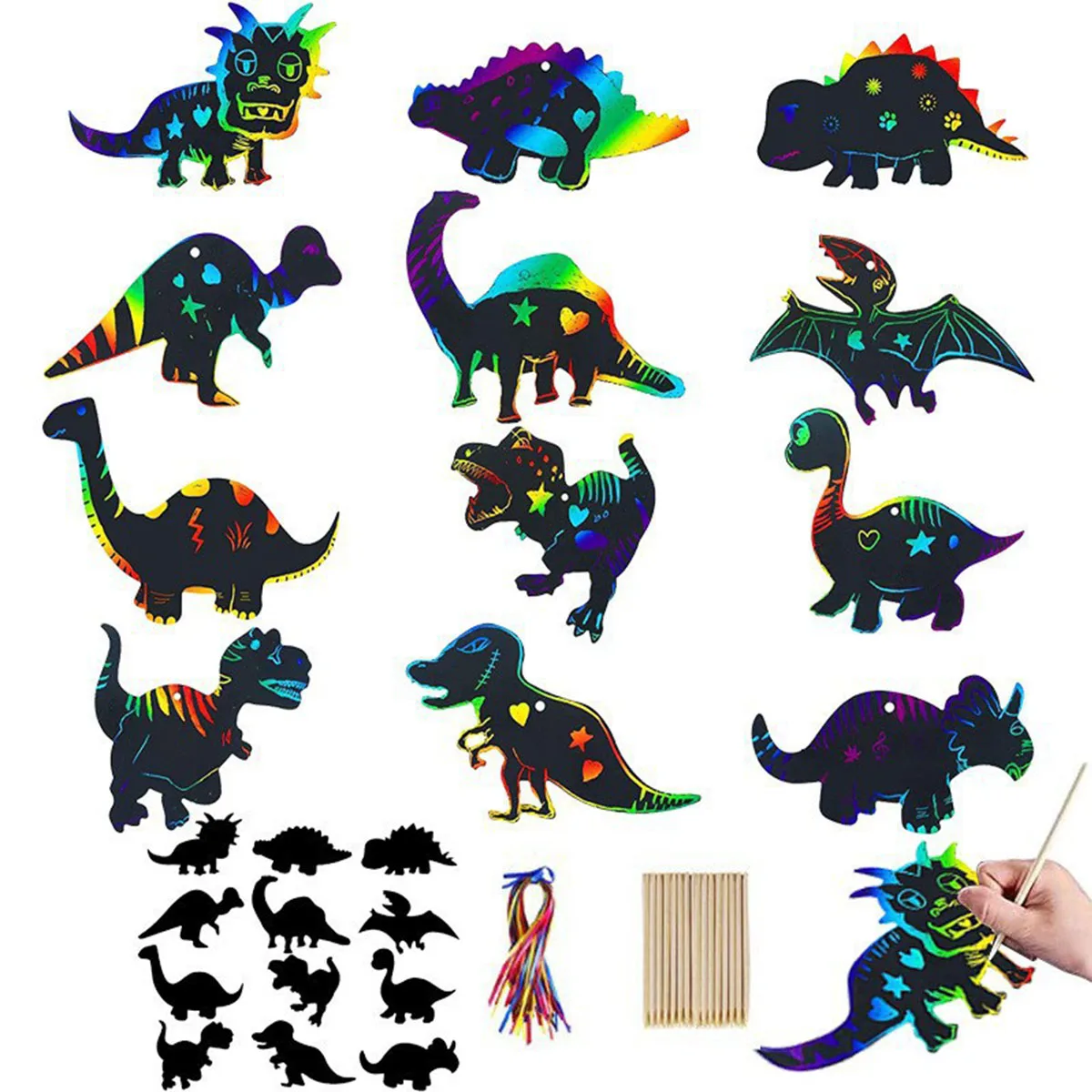 

Набор для творчества «Скретч-арт: Динозавры»: 12 маленьких скретч-карточек со стилусом для детских творческих занятий