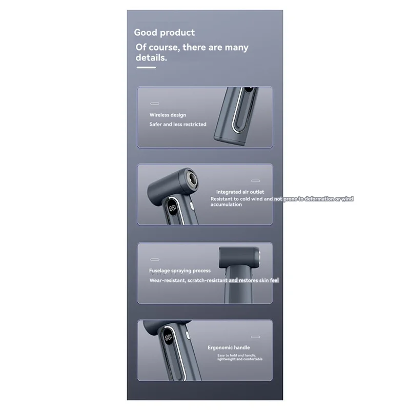 

A76X-Удобный электрический турбореактивный вентилятор 100, 000 об/мин, 6000 мАч, перезаряжаемый высокоскоростной вентилятор типа C, дорожная тряпка