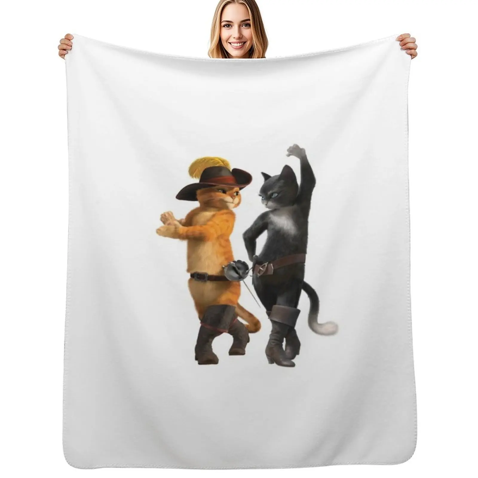 

Puss in Boots Throw Blanket for winter Picnic Beautifuls Thin Blankets