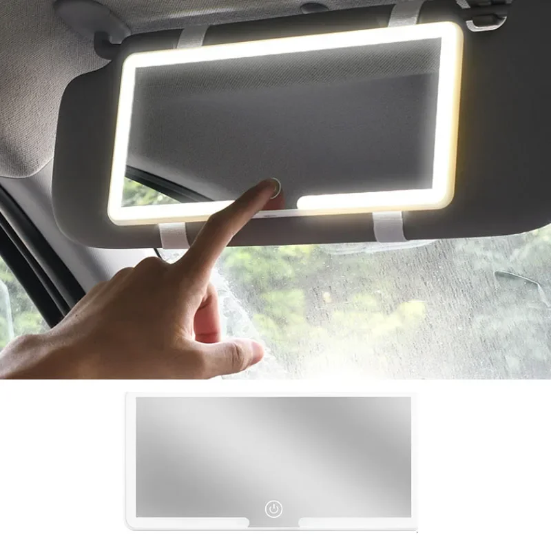 Auto Vanity Mirror Touchscreen LED HD Makeup Mirror Three Gear Adjustment Sun Visor Plate Interior Vanity Mirror with Lights