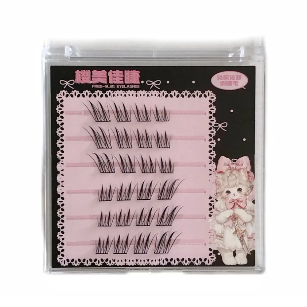 6/10/20 Rows Fox-Winged False Eyelashes Natural Thick 9-13mm Lengths Glue-free Eyelashes Voluminous Fiber Korean Style Lashes