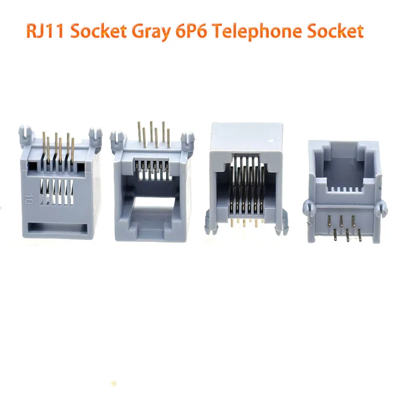 500PCS RJ11 RJ12 Telephone Socket Connector, 6P6C 6P4C 4P4C, 6-Core Crystal Head & 623 PCB Mount Factory Wholesale