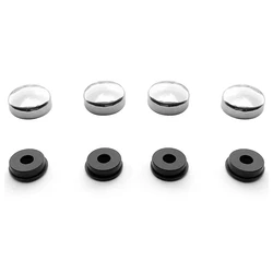 8pcs ABS Chrome Car Number License Plate Tag Mounting Holder Frame Shield Screw Nut Cap Bolt Cover Accessories