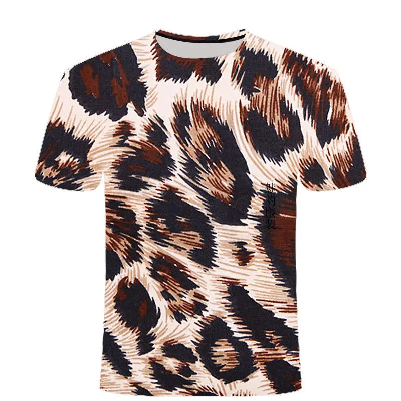 Футболки с принтом тигра и кожи леопарда, летняя футболка с 3D принтом, модная детская повседневная футболка с круглым вырезом для мальчиков и девочек, Милая футболка, топы, одежда