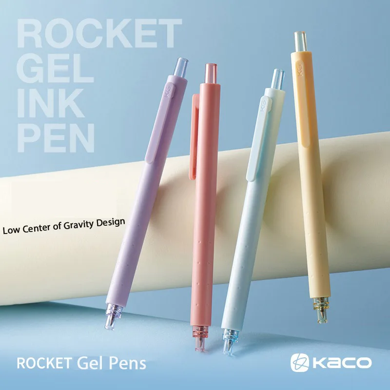 KACO School Gel Pen, ROCKET Macaron Press Signature Pens Japanese Minimalist Style High Value Write Supplies papelería aesthetic