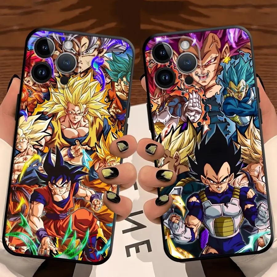 Funda Dragon Ball Goku Vegeta para iPhone 17Air XR 15 16 14 Plus 13 12 11 17 Pro Max XS Max 7 8 cubierta de teléfono suave negra