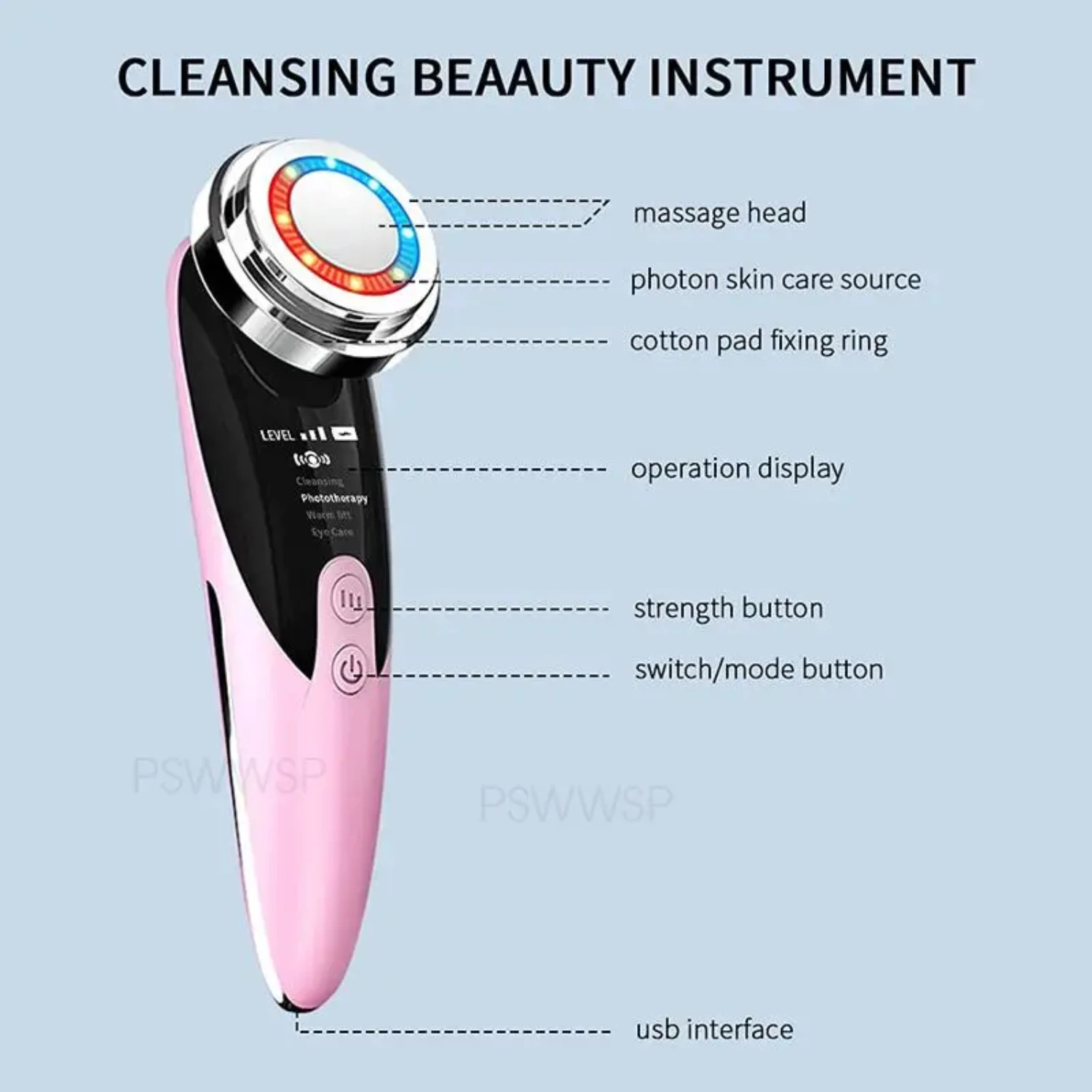 Skin Rejuvenation Beauty Tool EMS Radio Frequency LED Photon Mesotherapy Face Skin Tighten Wrinkle Remover Face Lifting Face Bea