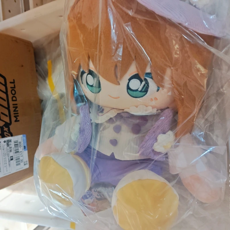 Detective Conan Genuine 35cm Cotton Plush Doll Sitting Pose Flower Decorated Minidoll Anime Peripheral Soft Stuffed Toy Gift