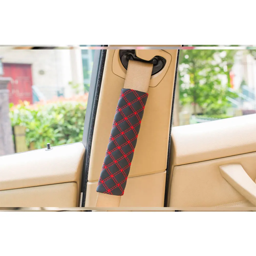 Car Accessories Seat Belt PU Leather Safety Belt Shoulder Cover Breathable Protection Padding Pad Auto Interior Bodykits