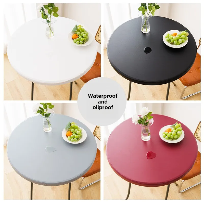 Cross-border waterproof and oil-proof elastic round table cover, full-cover tablecloth for home and outdoor use, no-wash elastic