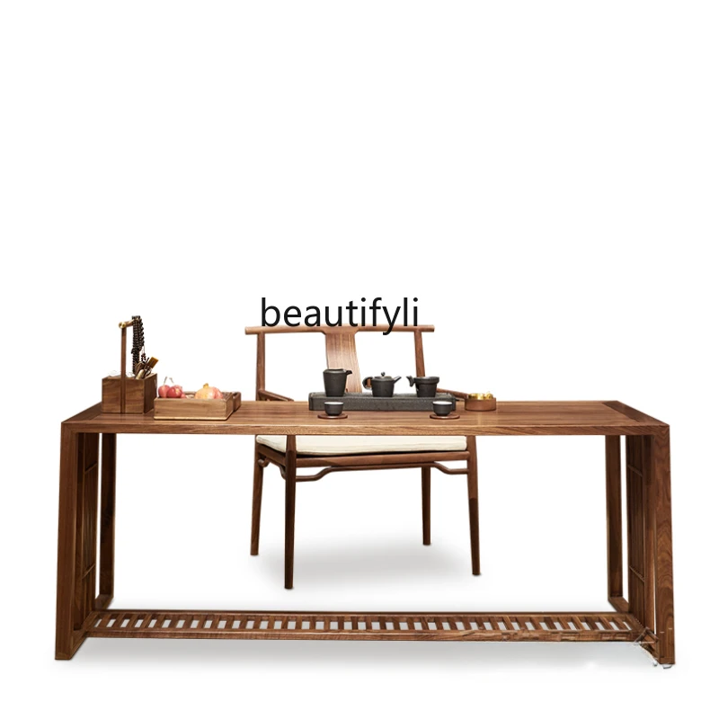 

New Chinese Style North America Black Walnut Tea Table Household Solid Wood Designer High-End Casual Furniture Tea Table