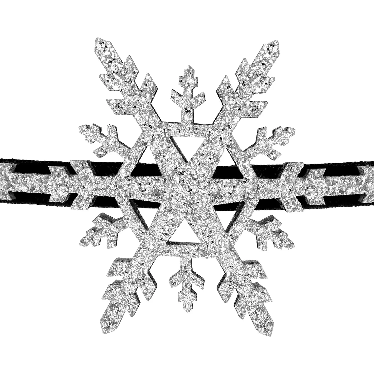 قطعة واحدة من رباط شعر عيد الميلاد بتصميم ندفة الثلج خفيف الوزن وغير يتلاشى للحفلات للأطفال رباط شعر عيد الميلاد الفضي #1