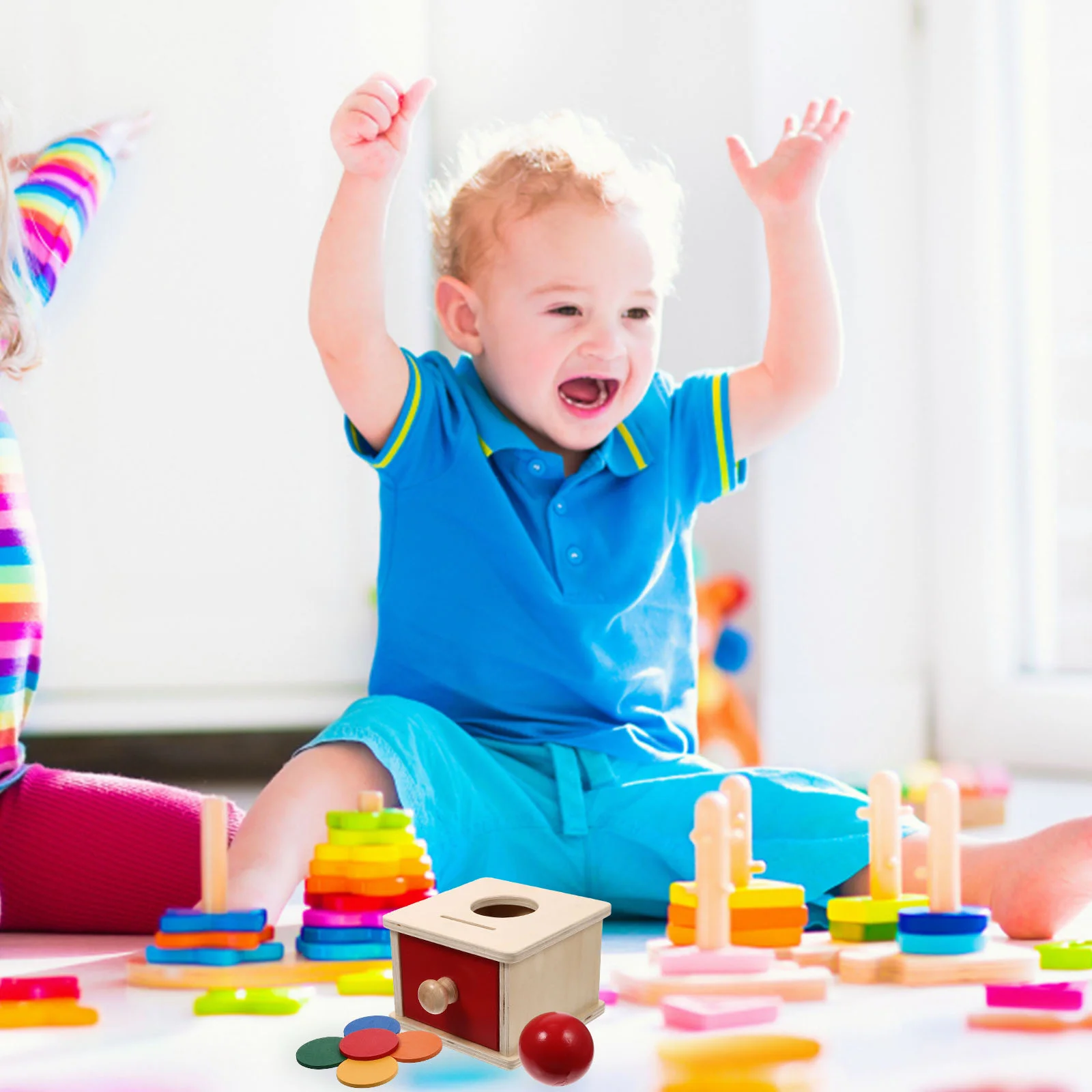 Brinquedo de permanência de objeto montessori, ajuda de ensino, moeda, bebê, madeira cognitiva, criança