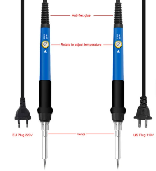 19-IN-1 Soldering Iron Kit Welding Tool Soldering Kit with LCD Digital Multimeter 60W Soldering Iron 5 Extra Tips EU/US Plug