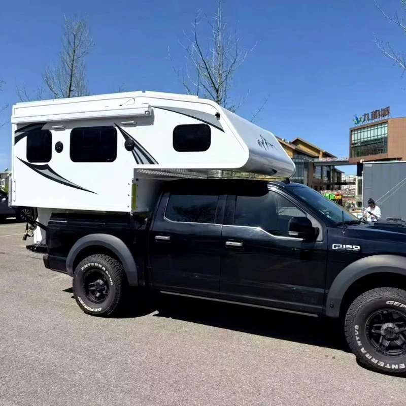 Outdoor Camping Truck Cargo Box Top Cover High Gloss Fiberglass F150 Hard Camper Shell Pickup Camper Trailer Top Cover