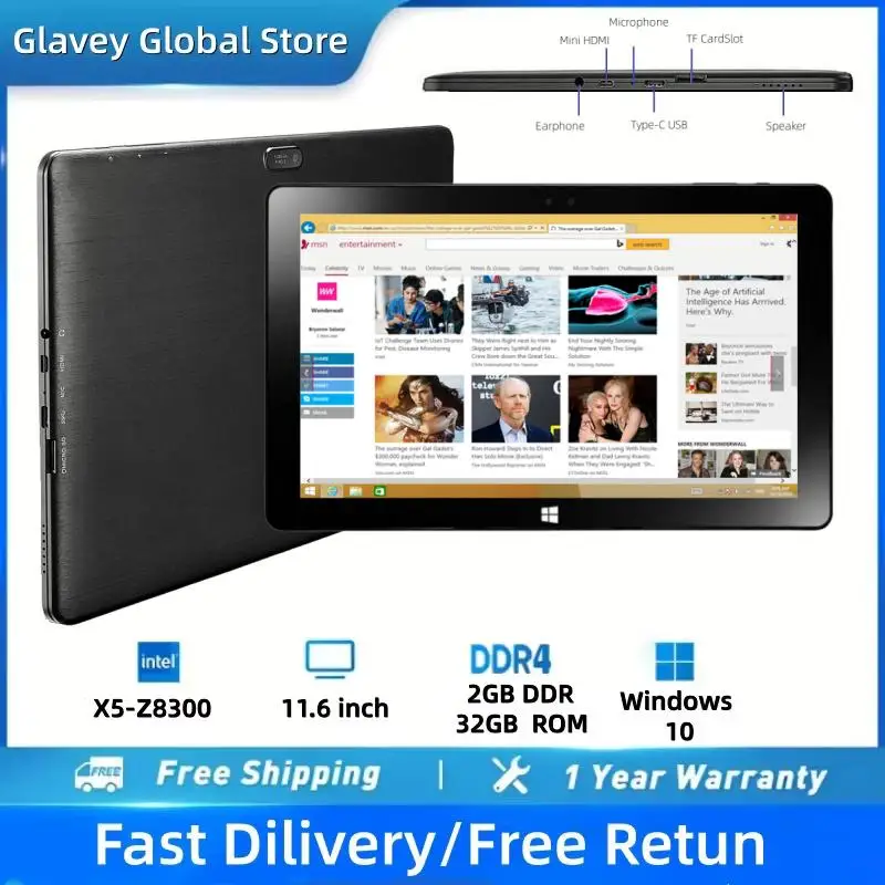 

Планшетный ПК NS-7100 11.6 дюймов с Windows 10, процессором Intel Atom X5-Z8300 32-бит Quad Core, 2 ГБ DDR, 32 ГБ ROM, IPS-экраном 1920 x 1080, USB Type-C