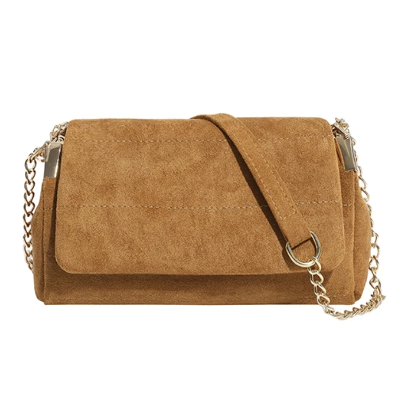 

Модная маленькая квадратная сумка из искусственной замши, осенне-зимняя винтажная стеганая сумка через плечо на одно плечо с цепочкой, модная женская сумка