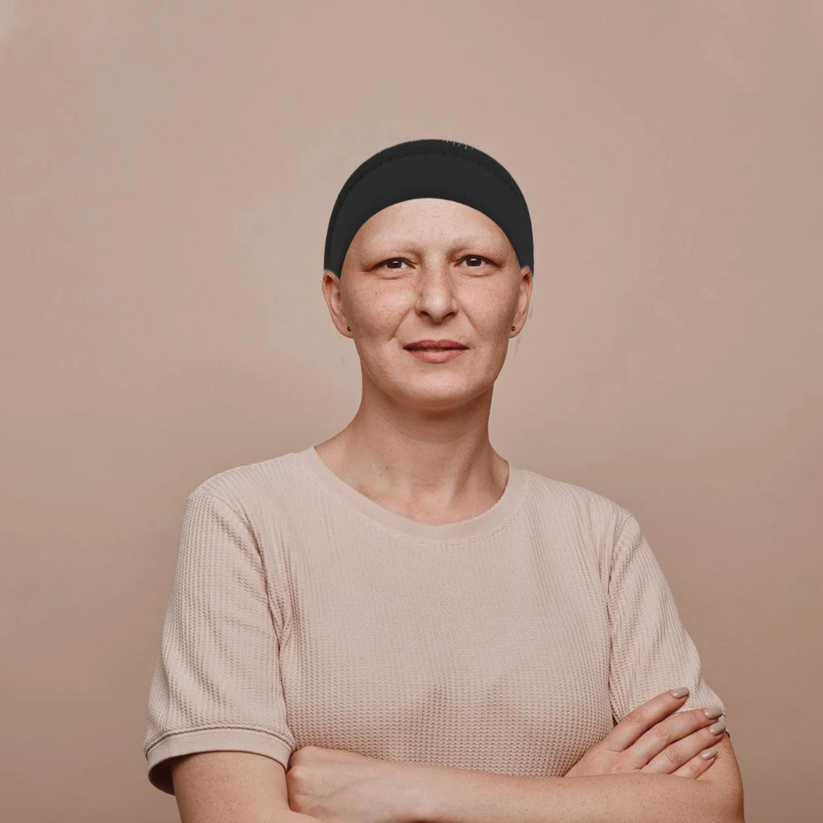 

Has Women's Pile Cap Hair Loss Beanie Beige Chemo Headwear for Cooking Hedging Turban Black Wrap Beanies Hats Woman