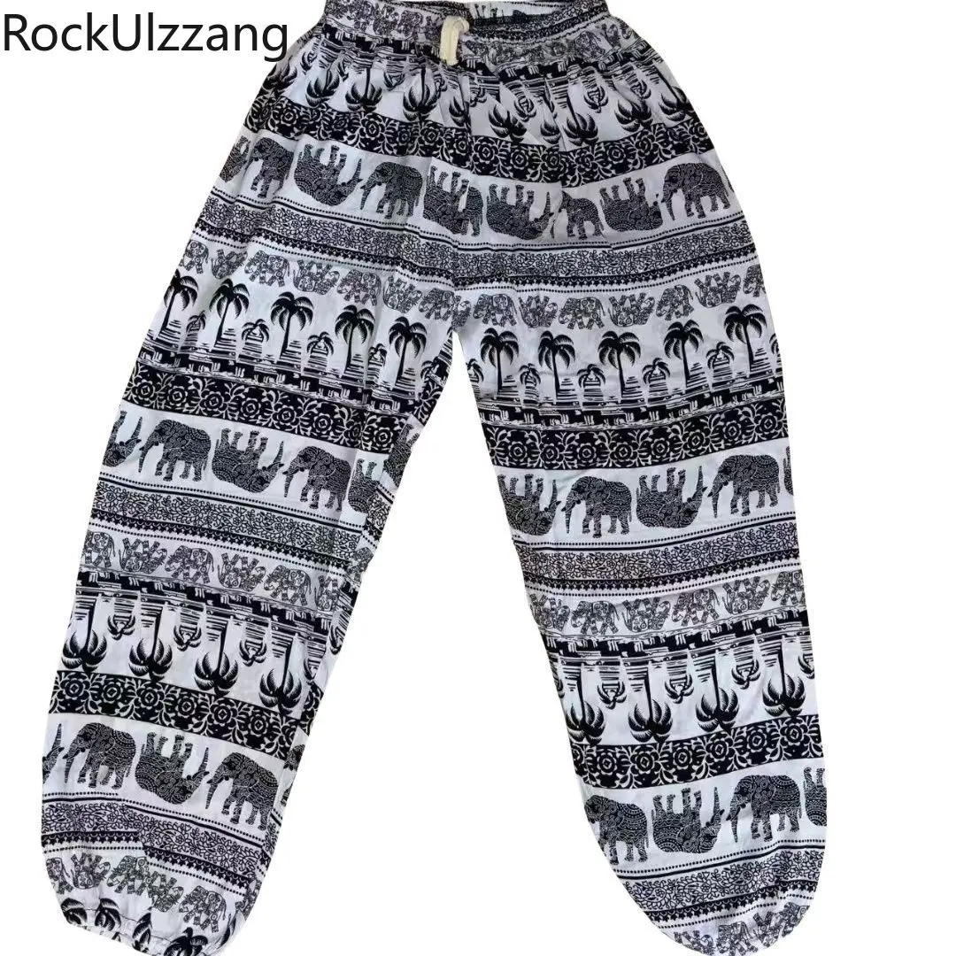 Elephant Print Harem Pants Women Bohemian Yoga Pants High Waist Loose Fit Baggy Trousers Hippie Joggers Y2K Casual Trouser Sport