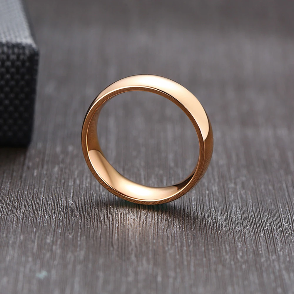 Unisex 6mm Classic Black Blue Rose Gold Color Men Rings Fashion Jewelry Stainless Steel Big Size 4 5 6 7 8 9 10 11 12 13 14 15