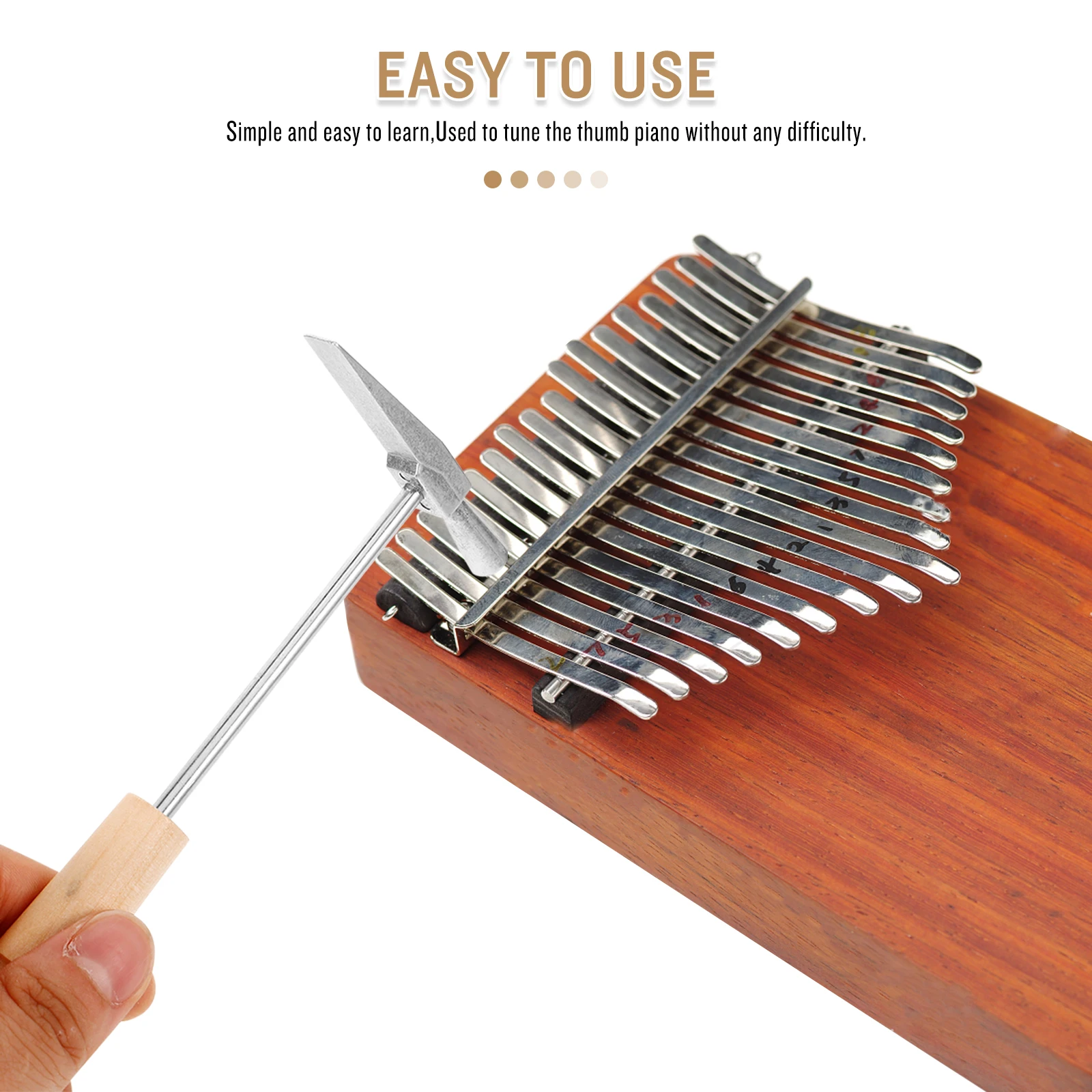 

Mini Kalimba Hammer Durable Metal Thumb Piano Tool Compact Design Portable Sound Maintenance Sturdy Wood Handle Stainless Steel
