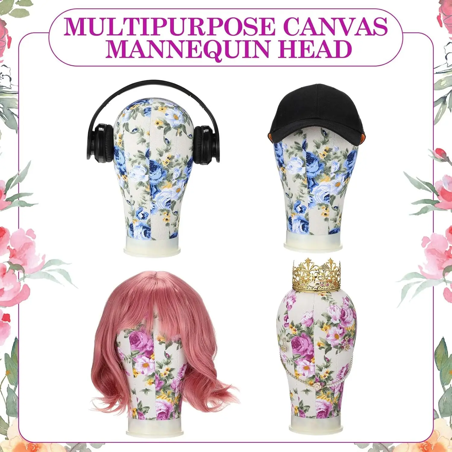 3 Pieces Mannequin Head for Wigs Display