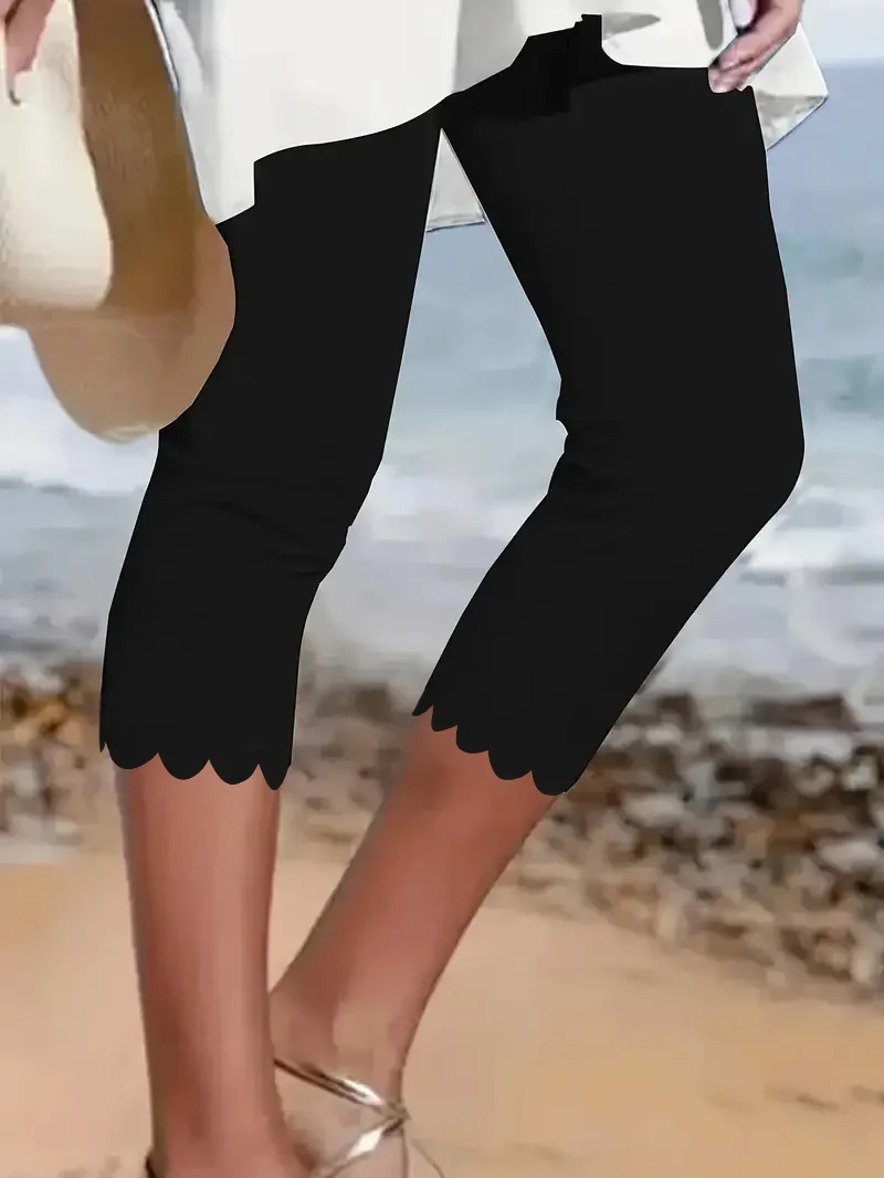 Women s outdoor beach casual solid color cropped leggings