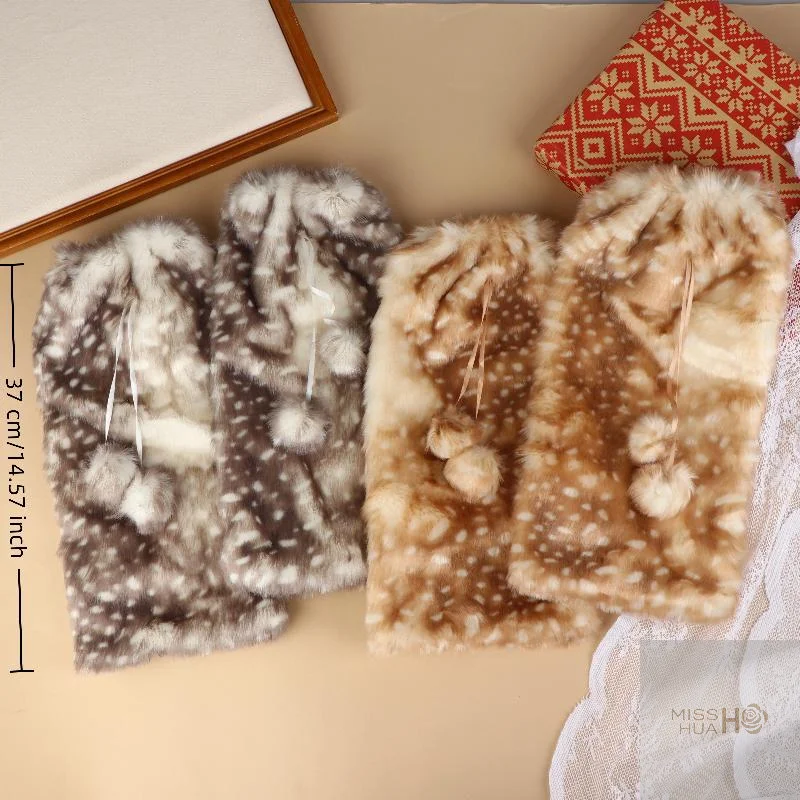 

HUA зимние плюшевые гетры из искусственного меха с оленями, кавайные меховые сапоги, носки, высокие сапоги в готическом стиле в стиле панк, носки, костюм для выступлений