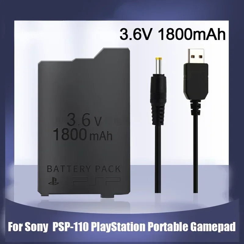 3.6V 1800mAh Lithium Rechargeable Battery Pack For Sony PSP 1000 PSP-110 Game Console Replacement Battery + Cable