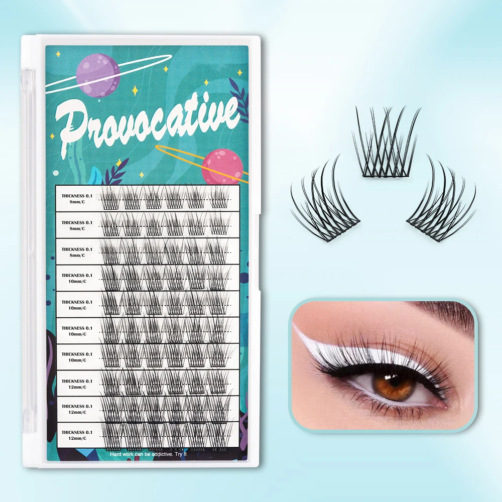 ETVITE DIY Natural Cluster Lashes Individual Segmented Eyelash Extension Mix Length Soft Fluffy False Eyelashes